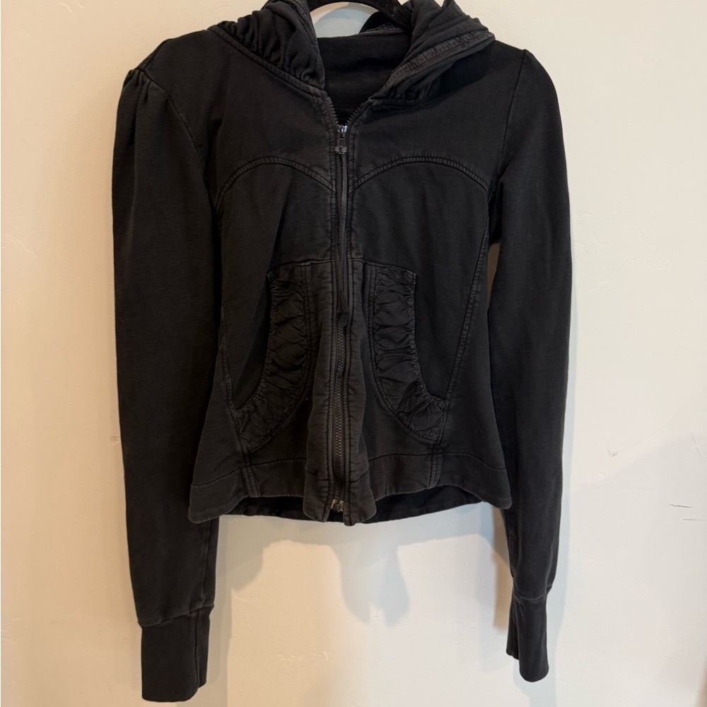 Prairie Underground Cloak Short Black Zip-Up Jacket Womens Large Organic Cotton